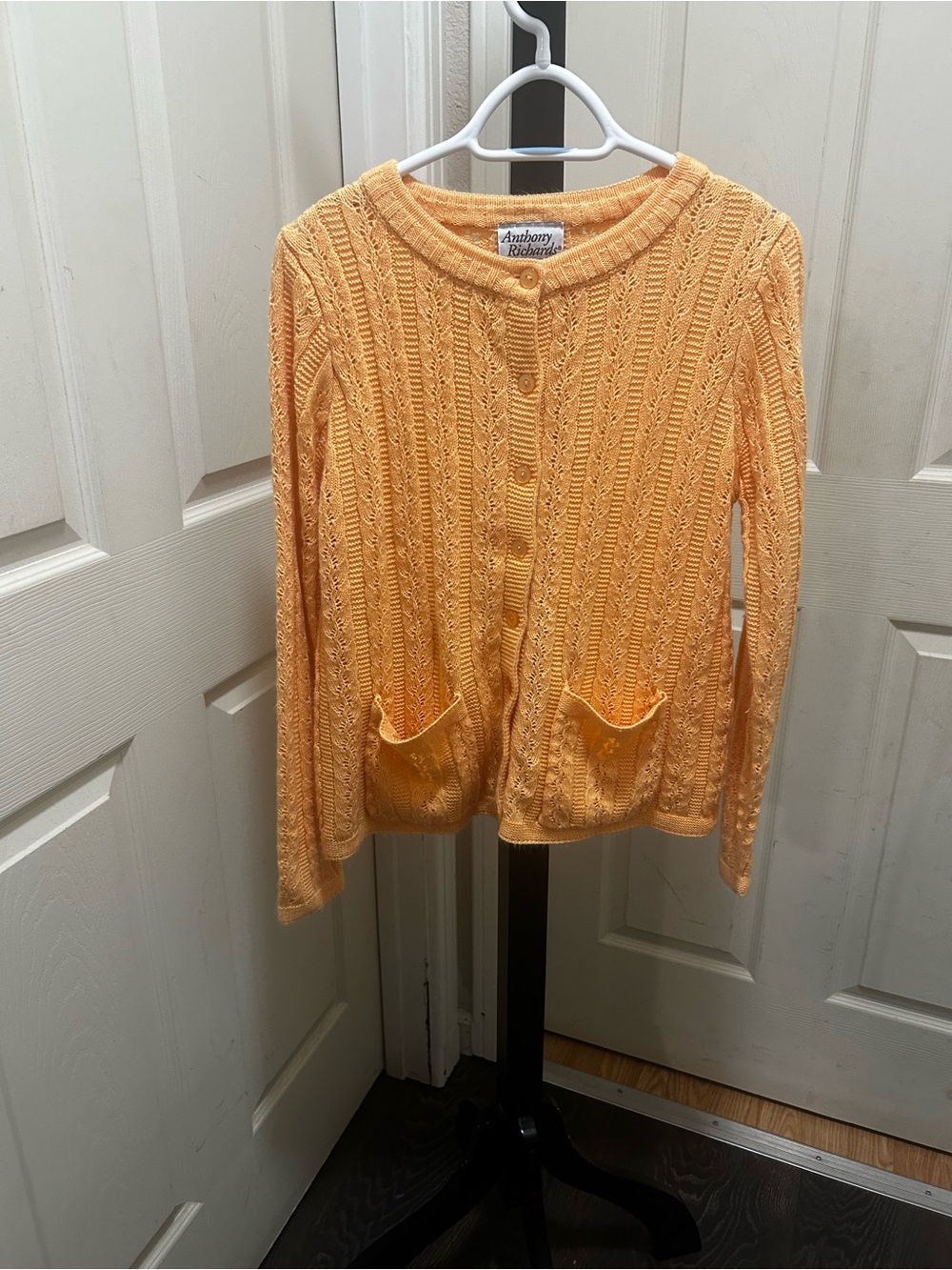 vintage Anthony Richards pointelle cable-knit cardigan.